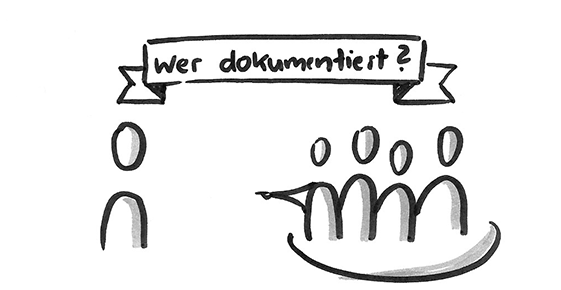 Agiles Arbeiten erleichtert die IT-Dokumentation. Bikablo-Illustration zum Artikel.